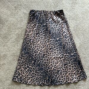 leopard satin maxi skirt